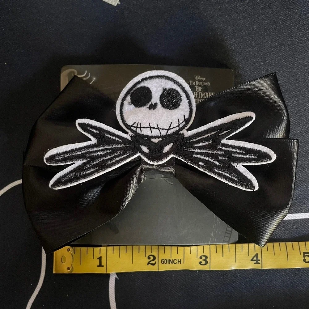 Disney Nightmare Before Christmas Jack Skellington satin Hair Clip Bow Halloween